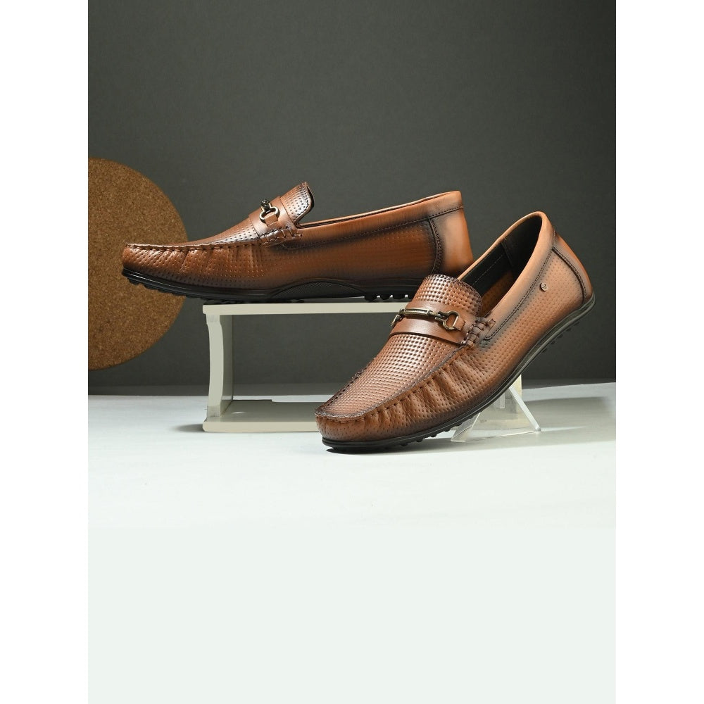 Valentino Men Premium Leather Tan Slip On Loafer