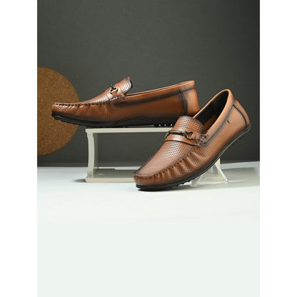 Valentino Men Premium Leather Tan Slip On Loafer