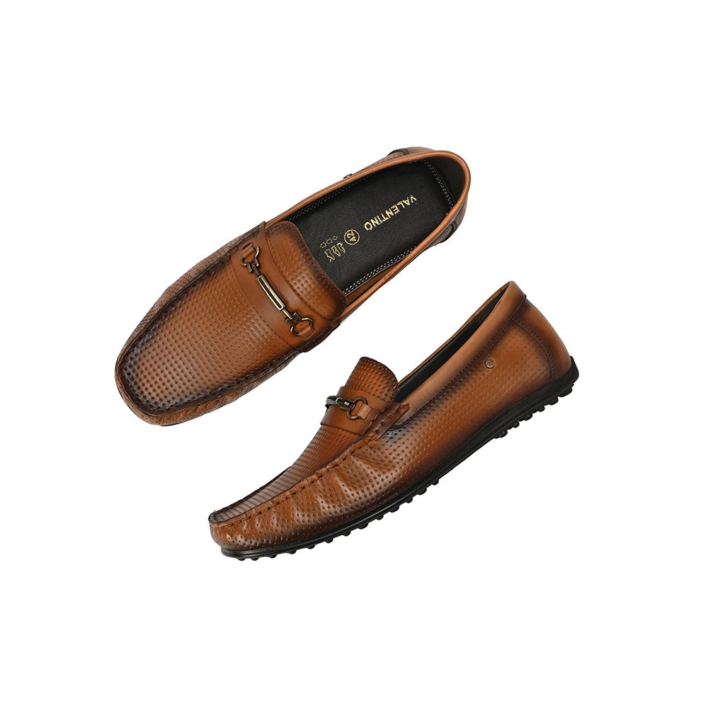 Valentino Men Premium Leather Tan Slip On Loafer
