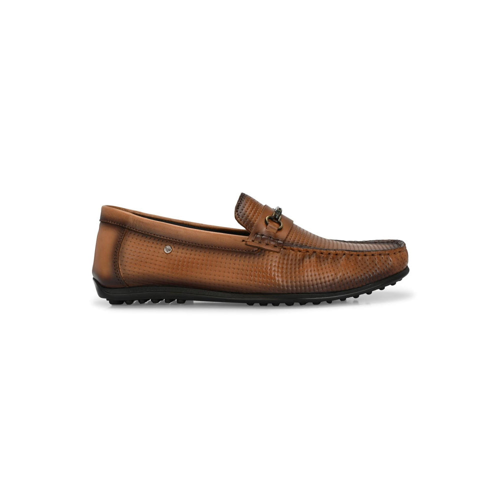 Valentino Men Premium Leather Tan Slip On Loafer