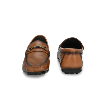 Valentino Men Premium Leather Tan Slip On Loafer