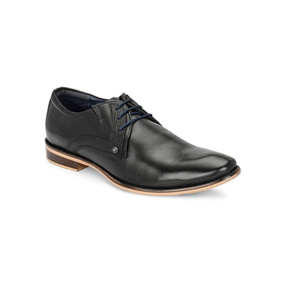 Valentino Men Premium Leather Black Lace-Up Formal Derby Shoes