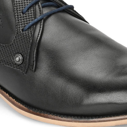 Valentino Men Premium Leather Black Lace-Up Formal Derby Shoes