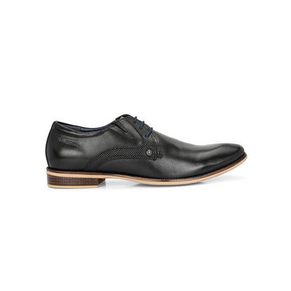 Valentino Men Premium Leather Black Lace-Up Formal Derby Shoes