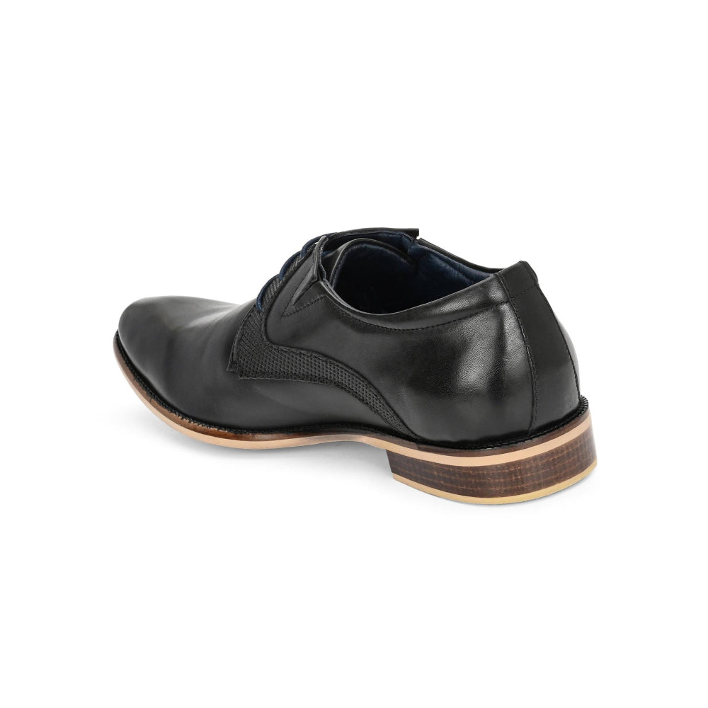 Valentino Men Premium Leather Black Lace-Up Formal Derby Shoes