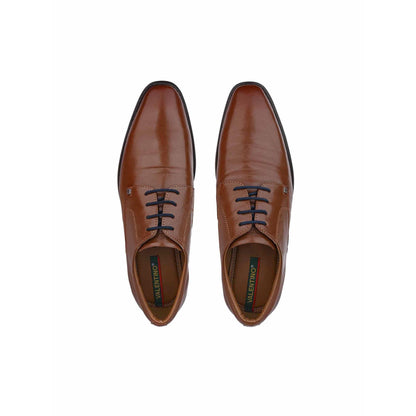 Valentino Men Premium Leather Tan Lace-Up Formal Derby Shoes