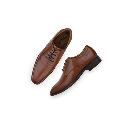 Valentino Men Premium Leather Tan Lace-Up Formal Derby Shoes
