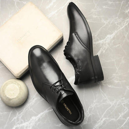 Valentino Men Premium Leather Black Lace Up Formal Shoes