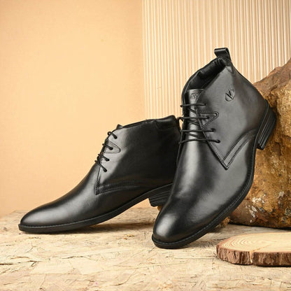 Valentino Men Premium Leather Black Lace-Up Formal Derby Shoes