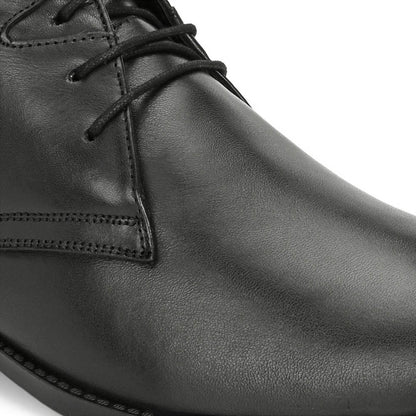 Valentino Men Premium Leather Black Lace-Up Formal Derby Shoes