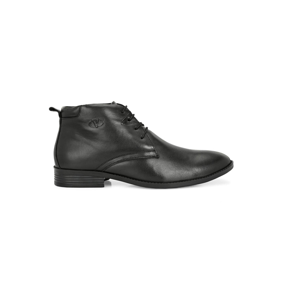 Valentino Men Premium Leather Black Lace-Up Formal Derby Shoes