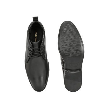 Valentino Men Premium Leather Black Lace-Up Formal Derby Shoes