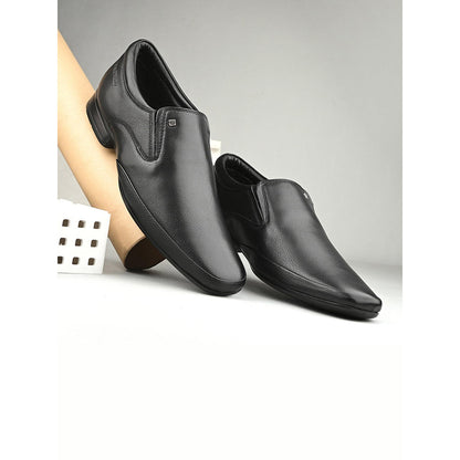 Valentino Men Premium Leather Black Slip-On Formal Loafer Shoes