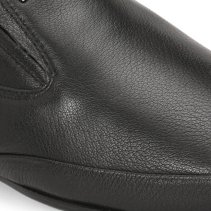Valentino Men Premium Leather Black Slip-On Formal Loafer Shoes