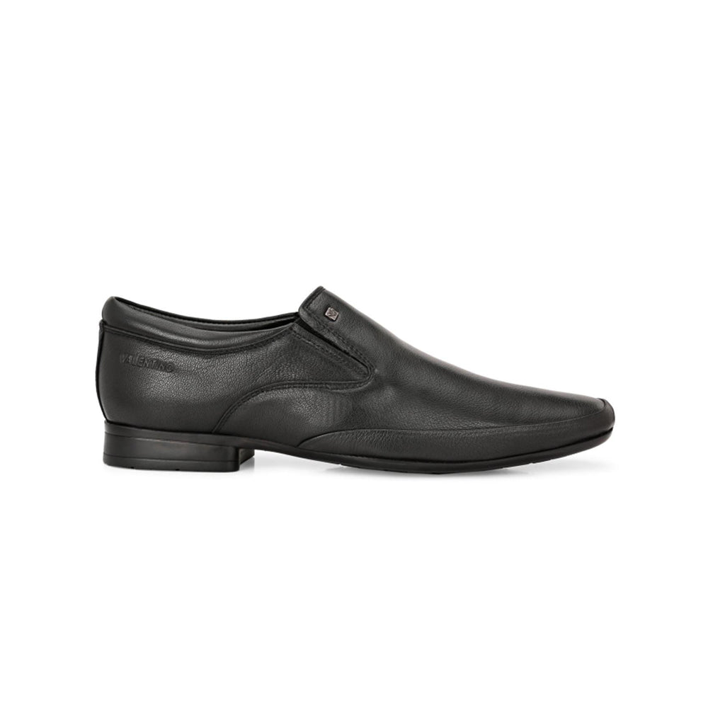 Valentino Men Premium Leather Black Slip-On Formal Loafer Shoes