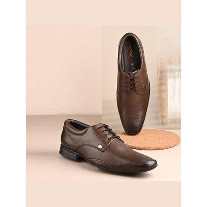 Valentino Men Premium Leather Brown Lace-Up Formal Derby Shoes