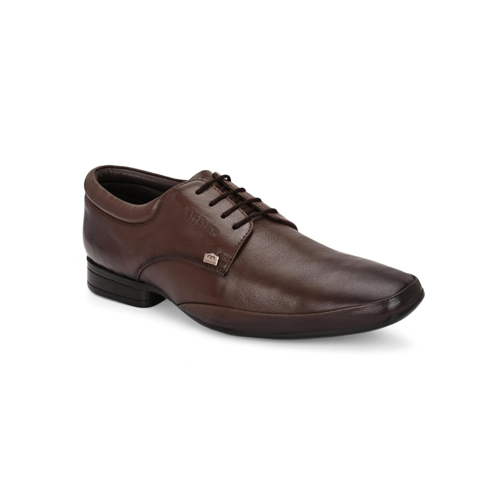Valentino Men Premium Leather Brown Lace-Up Formal Derby Shoes