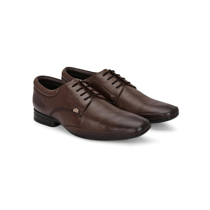 Valentino Men Premium Leather Brown Lace-Up Formal Derby Shoes