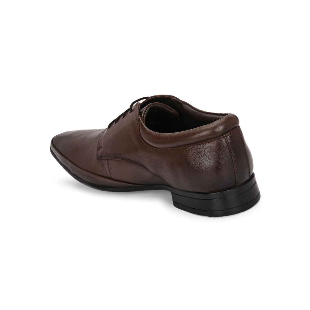 Valentino Men Premium Leather Brown Lace-Up Formal Derby Shoes