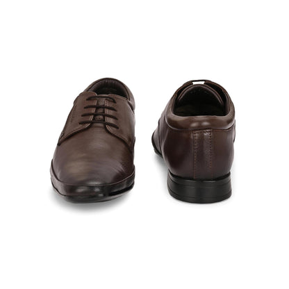 Valentino Men Premium Leather Brown Lace-Up Formal Derby Shoes