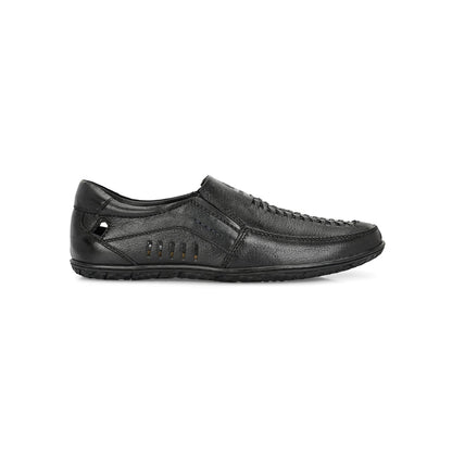Valentino Men Premium Leather Black Slip-On Formal Loafer Shoes