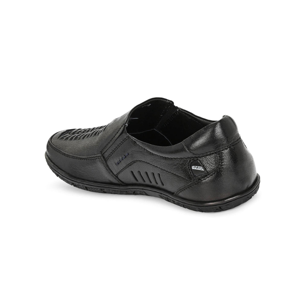 Valentino Men Premium Leather Black Slip-On Formal Loafer Shoes