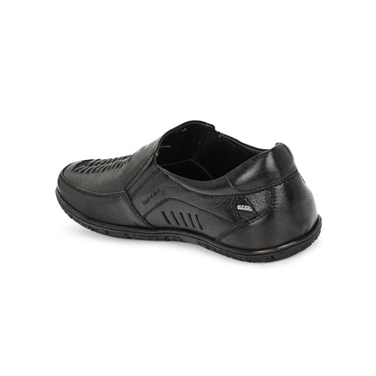 Valentino Men Premium Leather Black Slip-On Formal Loafer Shoes