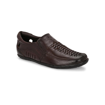 Valentino Men Premium Leather Brown Slip-On Formal Loafer Shoes