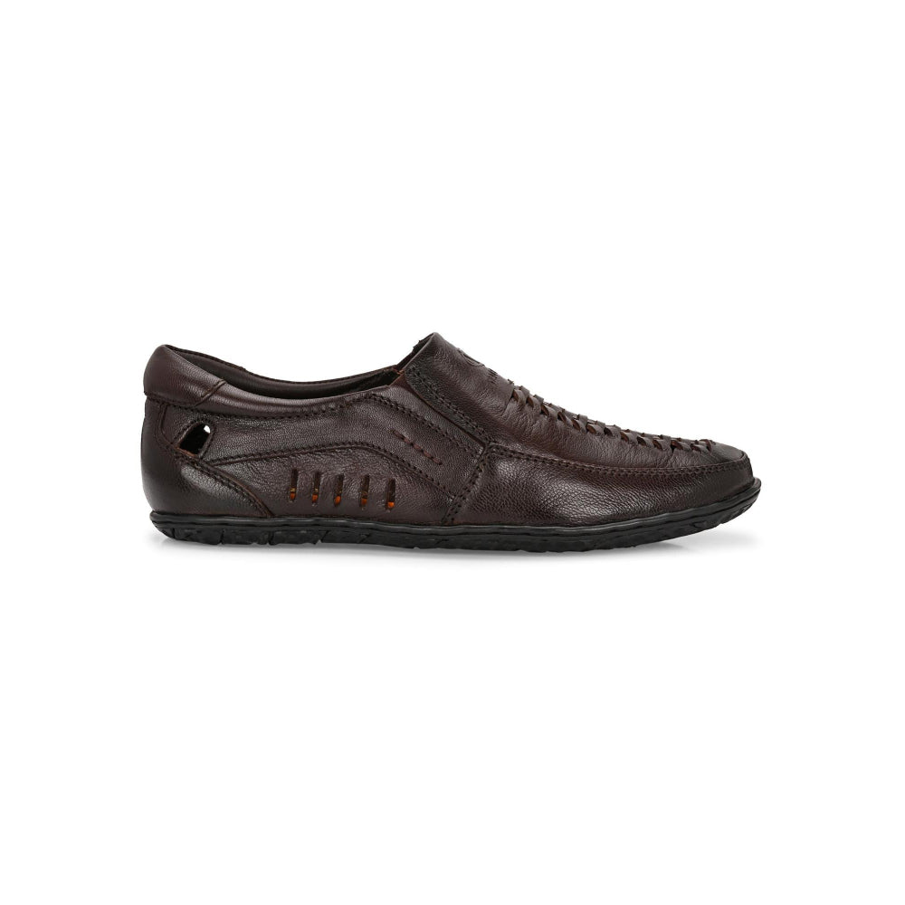 Valentino Men Premium Leather Brown Slip-On Formal Loafer Shoes
