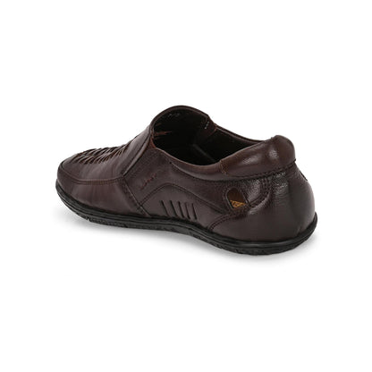 Valentino Men Premium Leather Brown Slip-On Formal Loafer Shoes