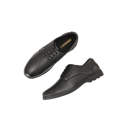 Valentino Men Premium Leather Black Lace-Up Formal Derby Shoes