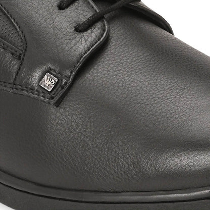 Valentino Men Premium Leather Black Lace-Up Formal Derby Shoes