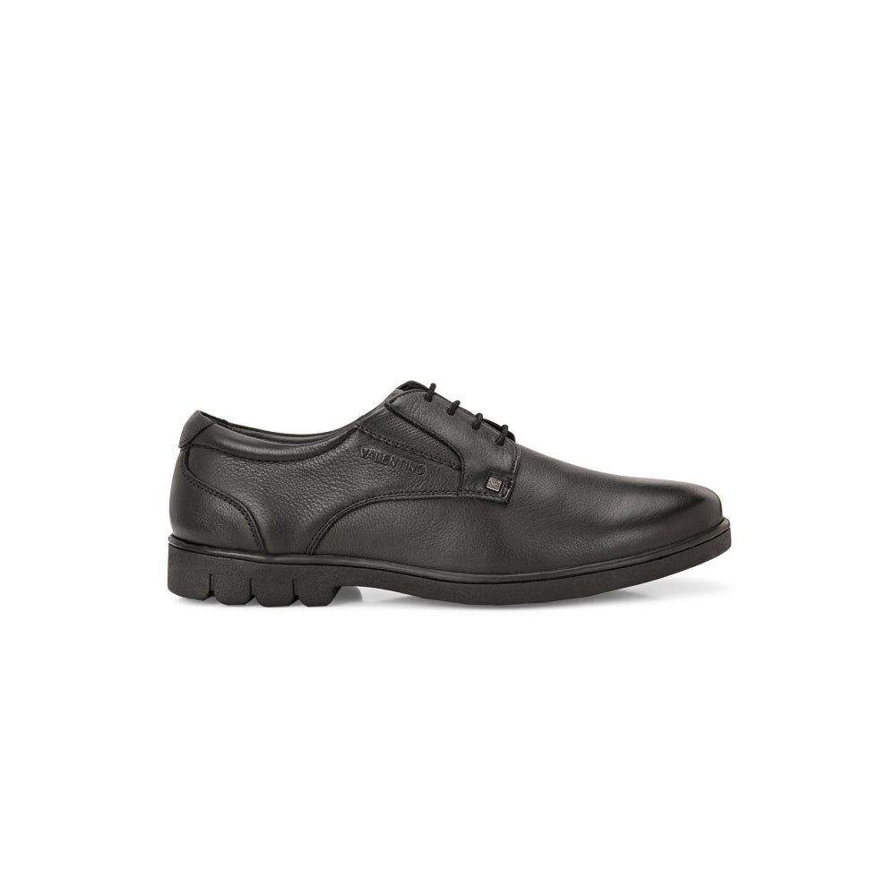 Valentino Men Premium Leather Black Lace-Up Formal Derby Shoes