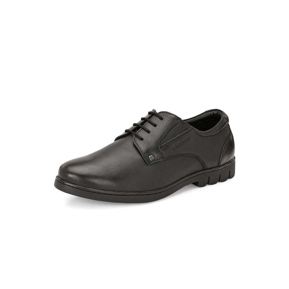 Valentino Men Premium Leather Black Lace-Up Formal Derby Shoes