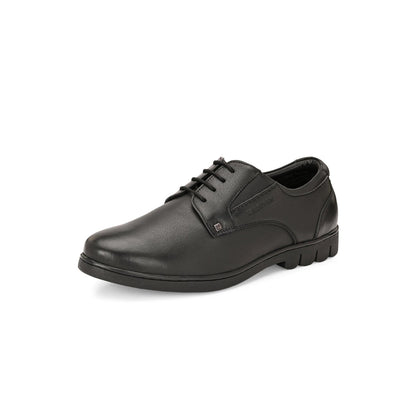 Valentino Men Premium Leather Black Lace-Up Formal Derby Shoes