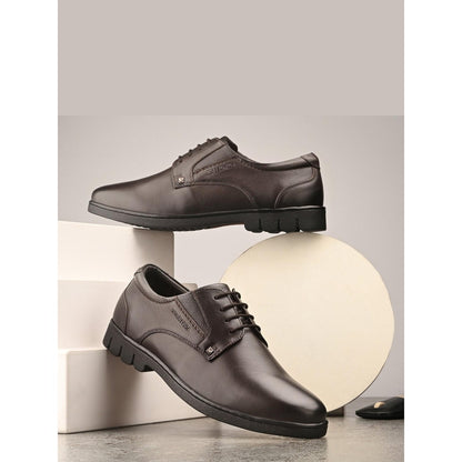 Valentino Men Premium Leather Brown Lace-Up Formal Derby Shoes