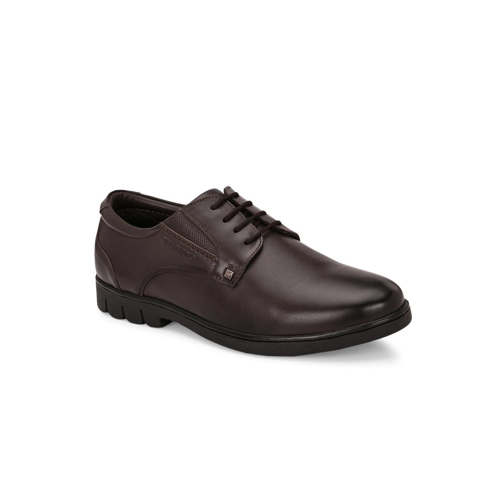 Valentino Men Premium Leather Brown Lace-Up Formal Derby Shoes