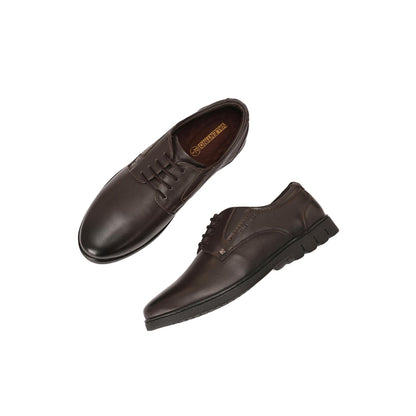 Valentino Men Premium Leather Brown Lace-Up Formal Derby Shoes