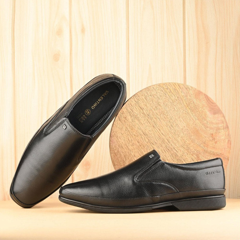 Valentino Men Premium Leather Black Slip-On Formal Loafer Shoes
