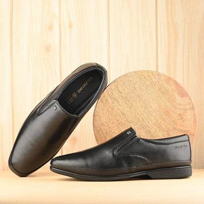 Valentino Men Premium Leather Black Slip-On Formal Loafer Shoes