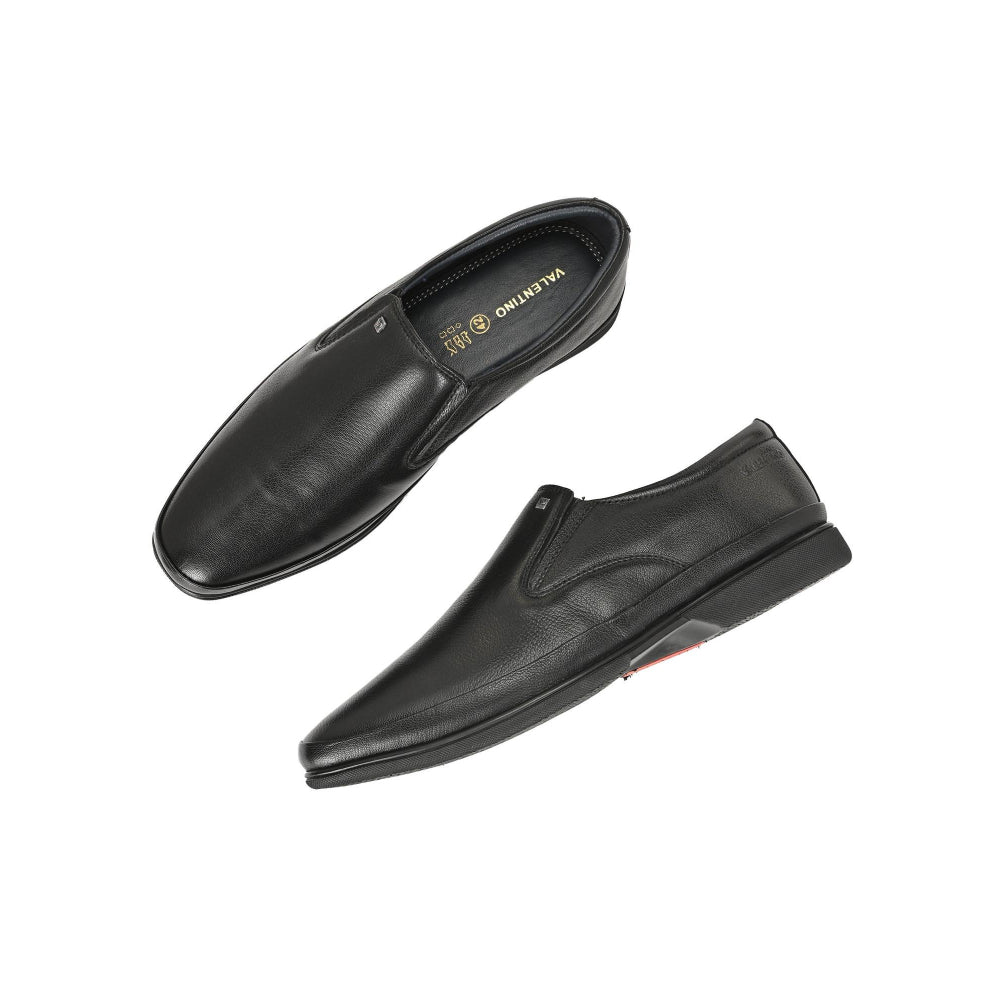 Valentino Men Premium Leather Black Slip-On Formal Loafer Shoes