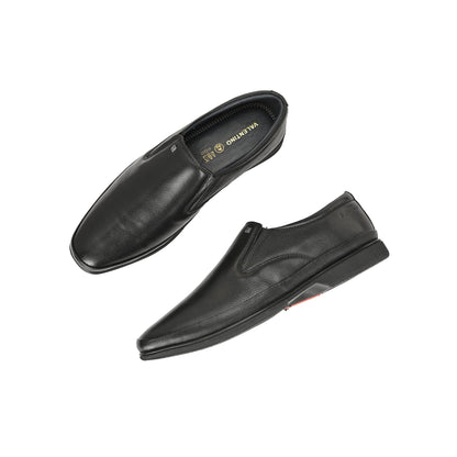 Valentino Men Premium Leather Black Slip-On Formal Loafer Shoes