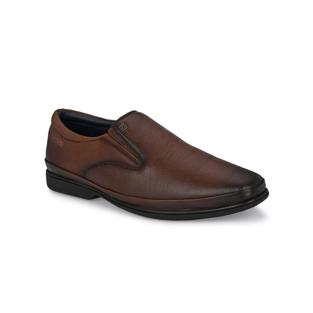 Valentino Men Premium Leather Brown Slip-On Formal Loafer Shoes
