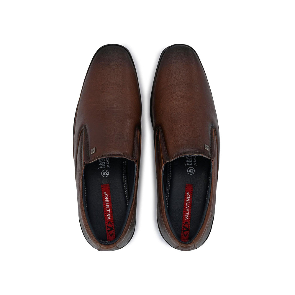 Valentino Men Premium Leather Brown Slip-On Formal Loafer Shoes