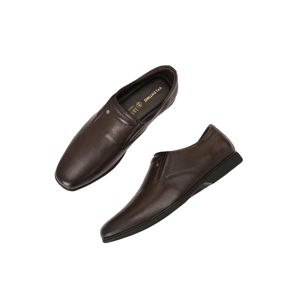 Valentino Men Premium Leather Brown Slip-On Formal Loafer Shoes