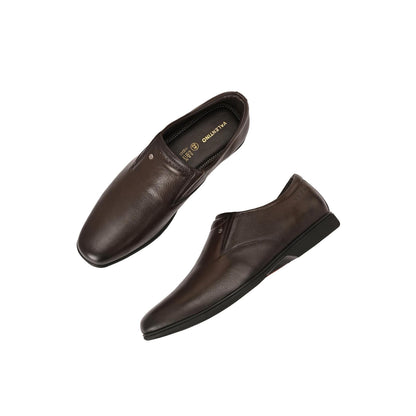 Valentino Men Premium Leather Brown Slip-On Formal Loafer Shoes