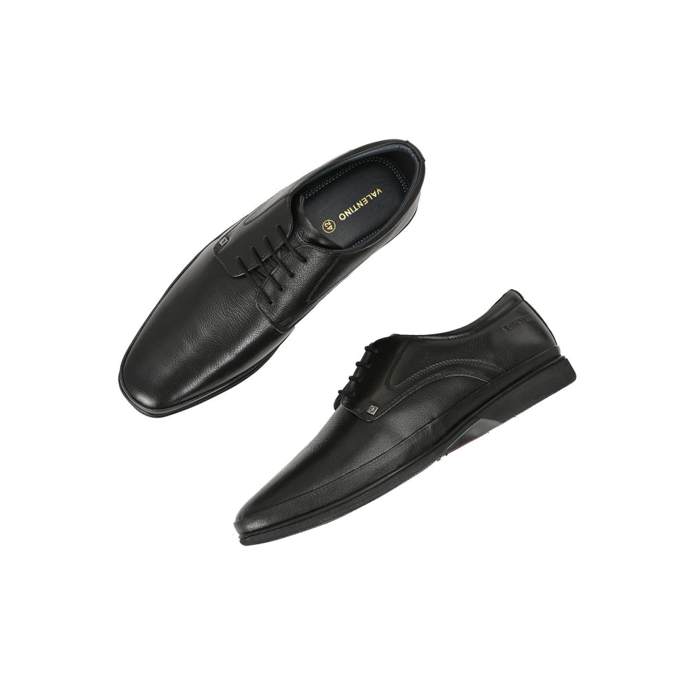 Valentino Men Premium Leather Black Lace Up Formal Derby Shoes
