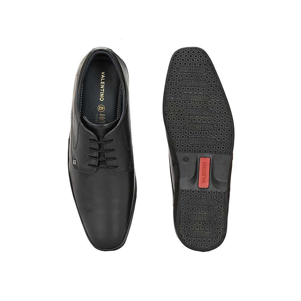 Valentino Men Premium Leather Black Lace Up Formal Derby Shoes