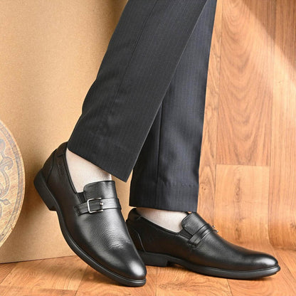 Valentino Men Premium Leather Black Slip-On Formal Loafer Shoes
