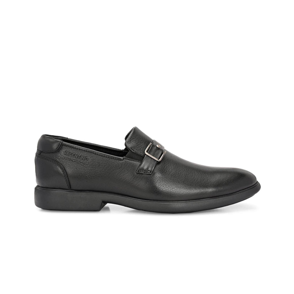 Valentino Men Premium Leather Black Slip-On Formal Loafer Shoes